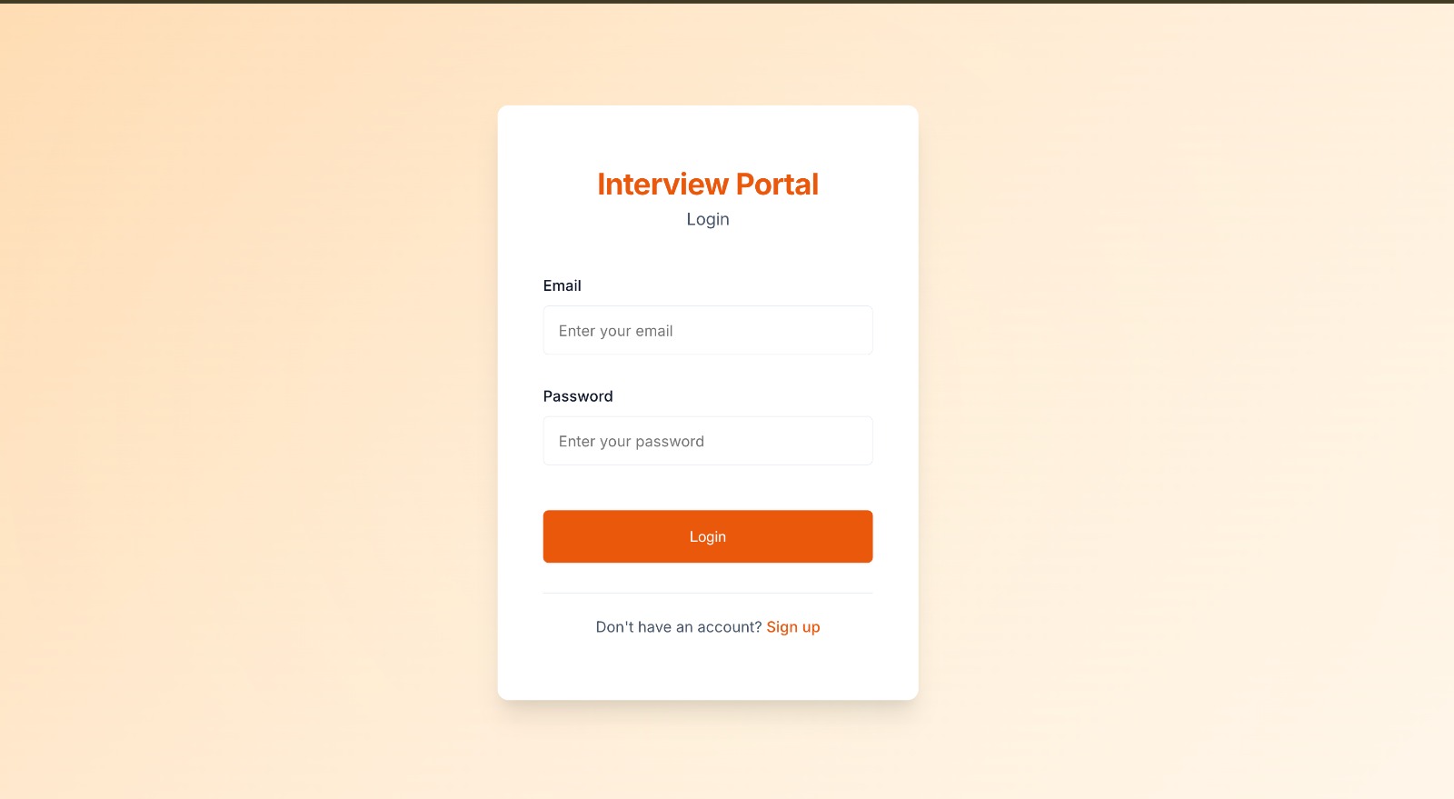 AI Interview Portal Login
